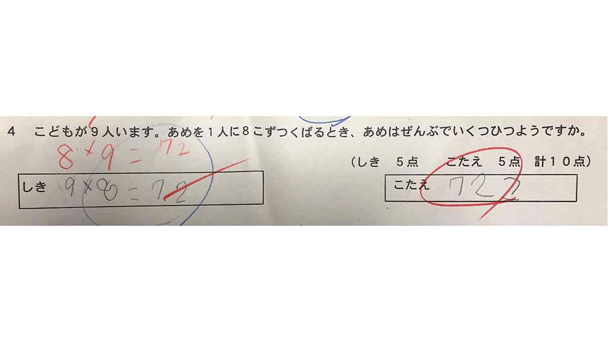 掛け算の順番が違うのでバツ