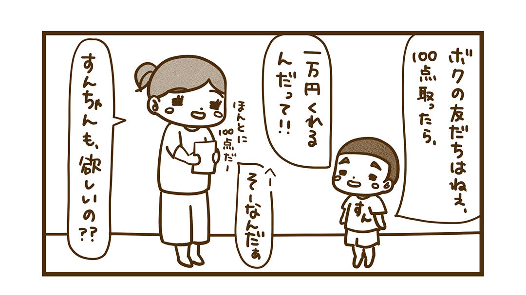 テストで100点取ったらお金くれる