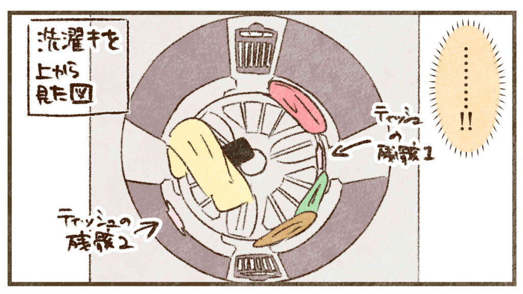 ティッシュの残骸が2個出てきた